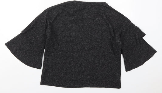 New Look Womens Grey Round Neck  Polyester Pullover Jumper Size S
