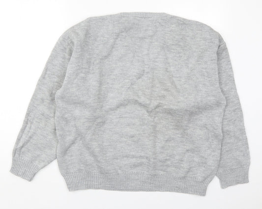 Invicta Mens Grey V-Neck  Acrylic Pullover Jumper Size L