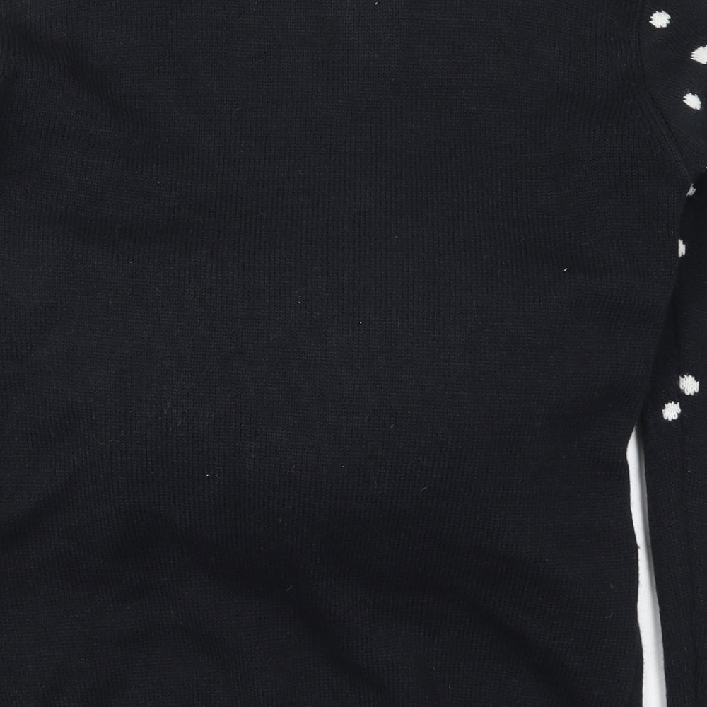 Cedar Wood State Mens Black Round Neck Polka Dot Acrylic Pullover Jumper Size S   - Santa