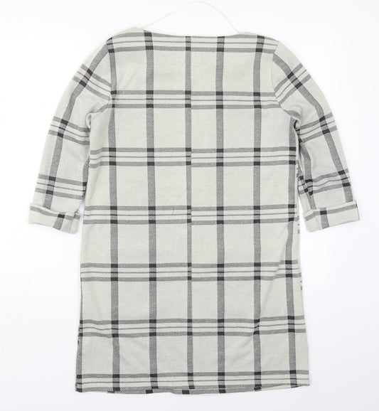 Primark Womens Grey Check Polyester T-Shirt Dress  Size 10  Round Neck Pullover