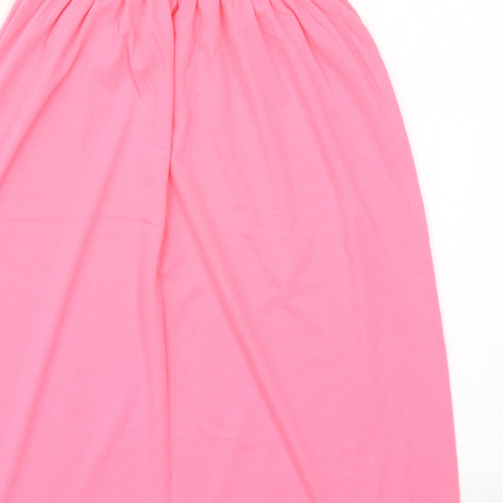Boohoo Womens Pink  Viscose Skater Dress  Size 8  Round Neck Pullover