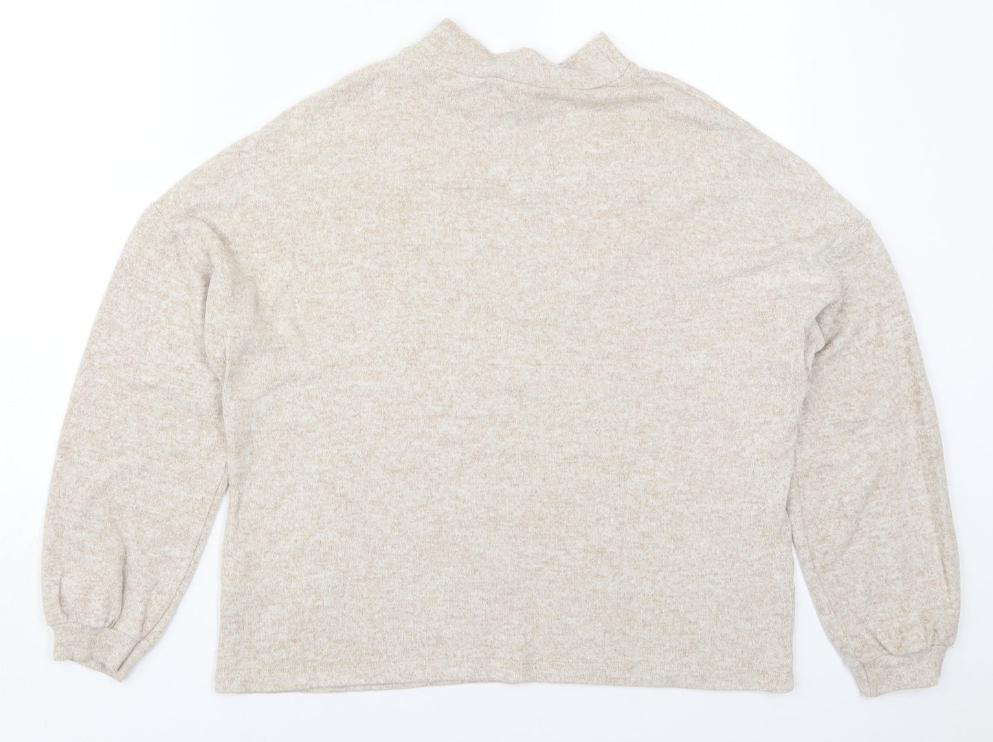 Savior Womens Beige Mock Neck  Viscose Pullover Jumper Size M