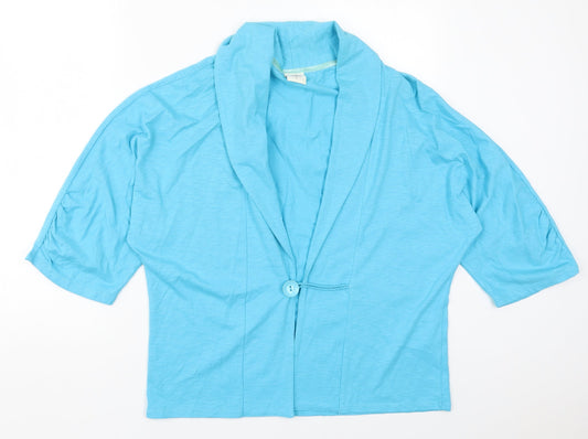 IZ Womens Blue Collared  Cotton Cardigan Jumper Size L