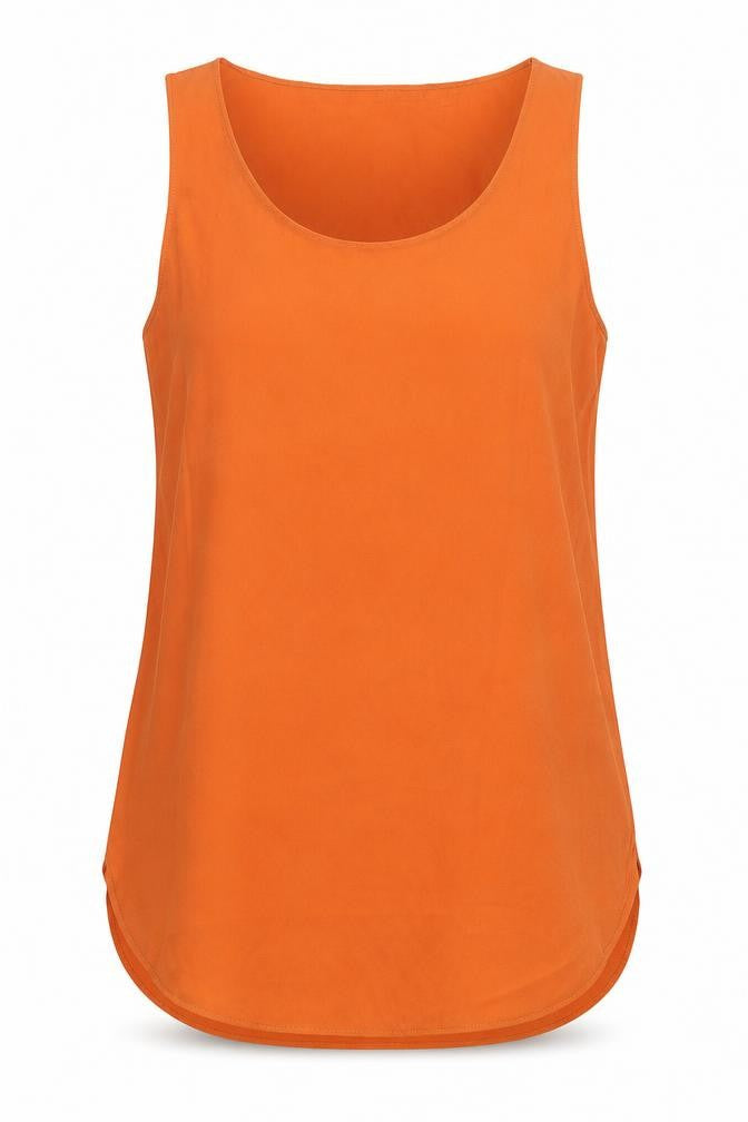 Vera & Lucy Womens Orange  Polyester Basic Tank Size M Round Neck
