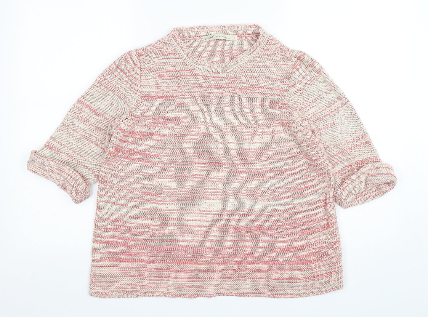NEXT Womens Multicoloured Round Neck Striped Cotton Pullover Jumper Size 10