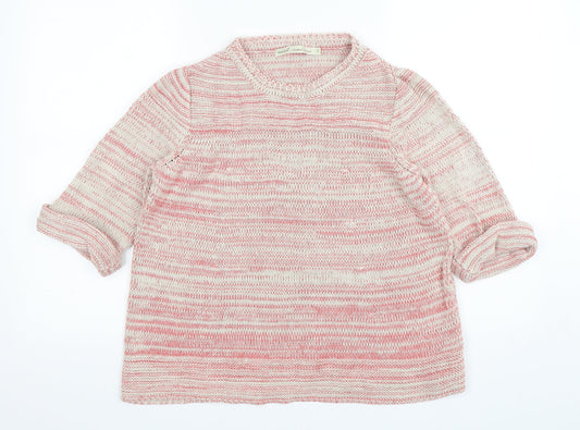 NEXT Womens Multicoloured Round Neck Striped Cotton Pullover Jumper Size 10