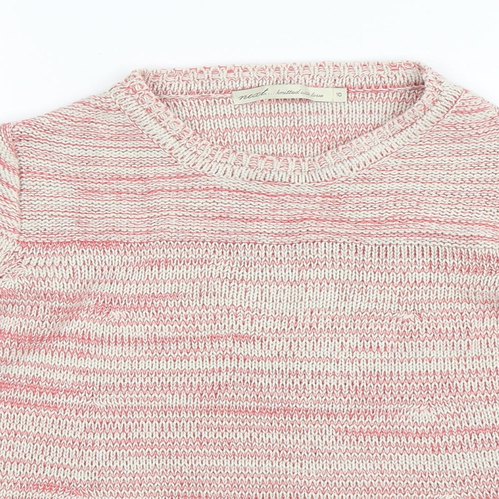 NEXT Womens Multicoloured Round Neck Striped Cotton Pullover Jumper Size 10