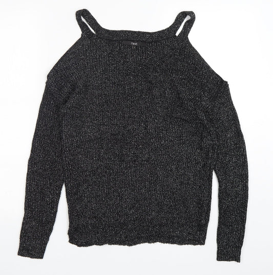 NEXT Womens Silver V-Neck  Acrylic Pullover Jumper Size 6