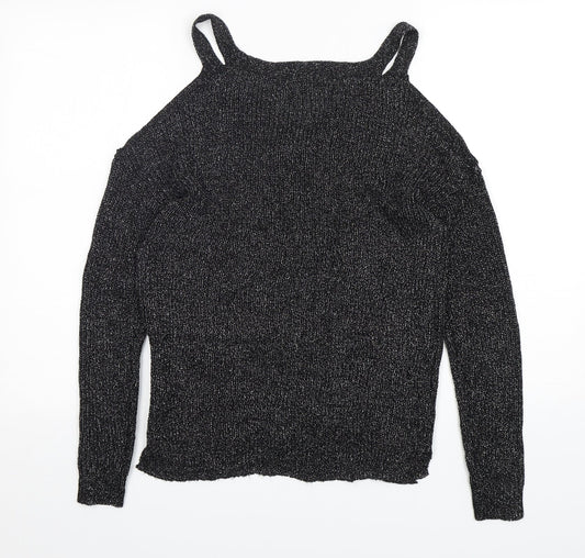 NEXT Womens Silver V-Neck  Acrylic Pullover Jumper Size 6