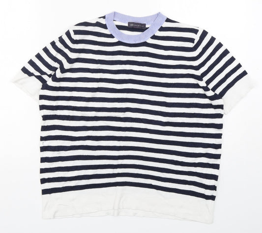 Marks and Spencer Womens Multicoloured Round Neck Striped Viscose Pullover Jumper Size 14