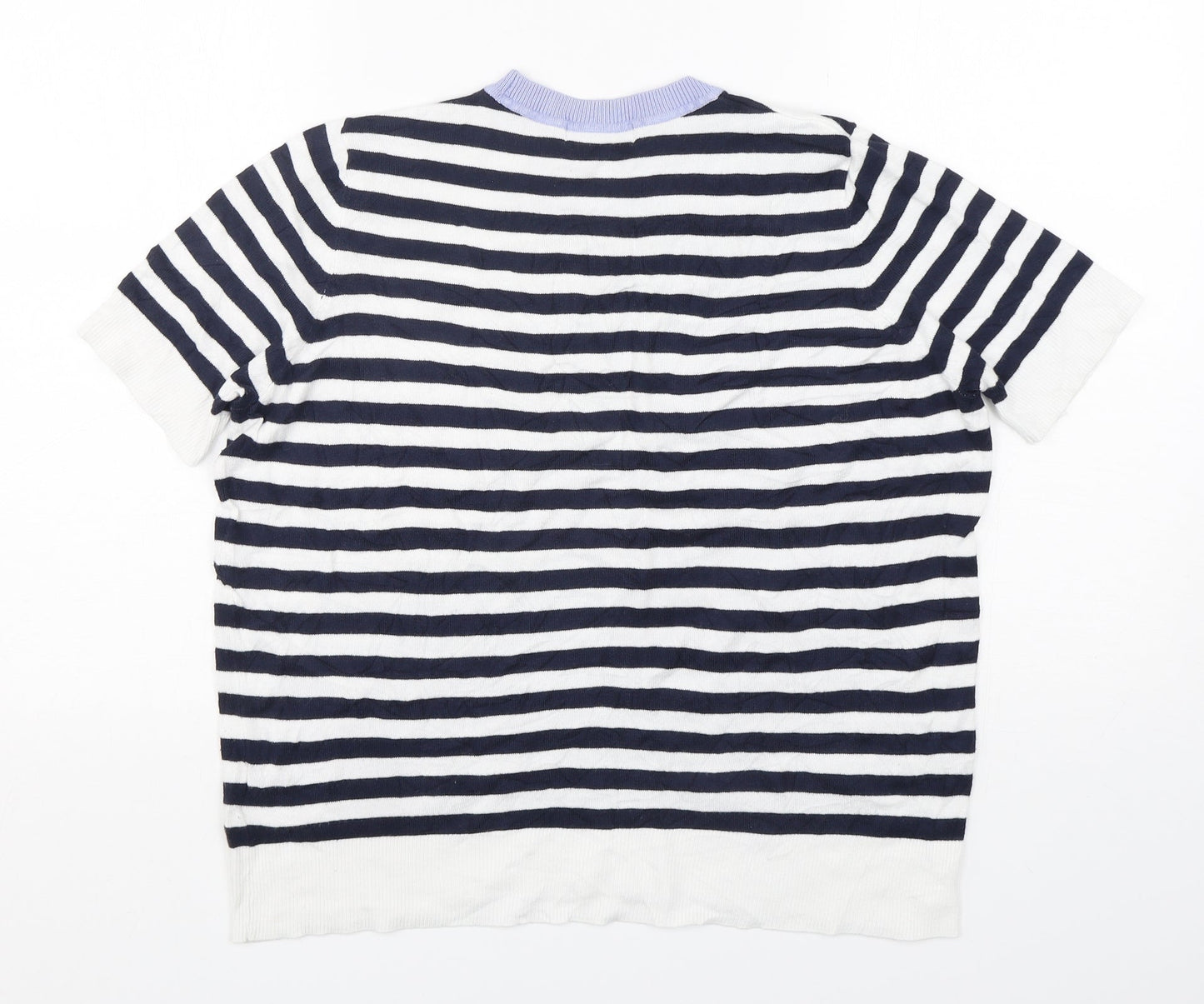 Marks and Spencer Womens Multicoloured Round Neck Striped Viscose Pullover Jumper Size 14