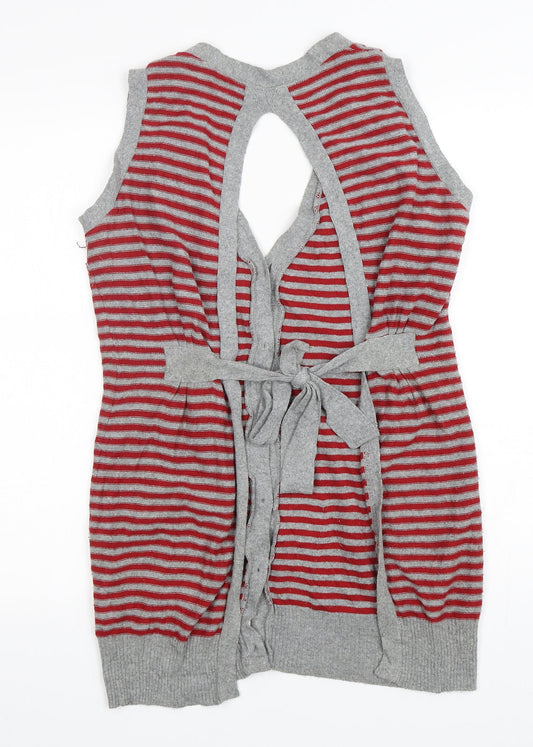 Dorothy Perkins Womens Multicoloured V-Neck Striped Acrylic Cardigan Jumper Size 12