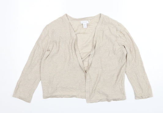 Kenar Womens Beige V-Neck  Acrylic Cardigan Jumper Size M