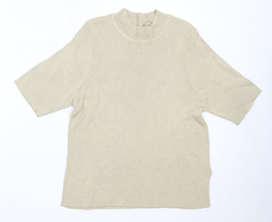 Marks and Spencer Womens Beige Round Neck  Viscose Pullover Jumper Size 20