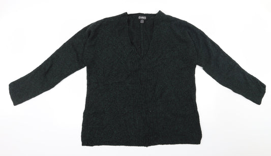 Cashel Womens Green V-Neck  Acrylic Pullover Jumper Size XL