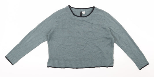 H&M Womens Blue Round Neck  Acrylic Pullover Jumper Size M