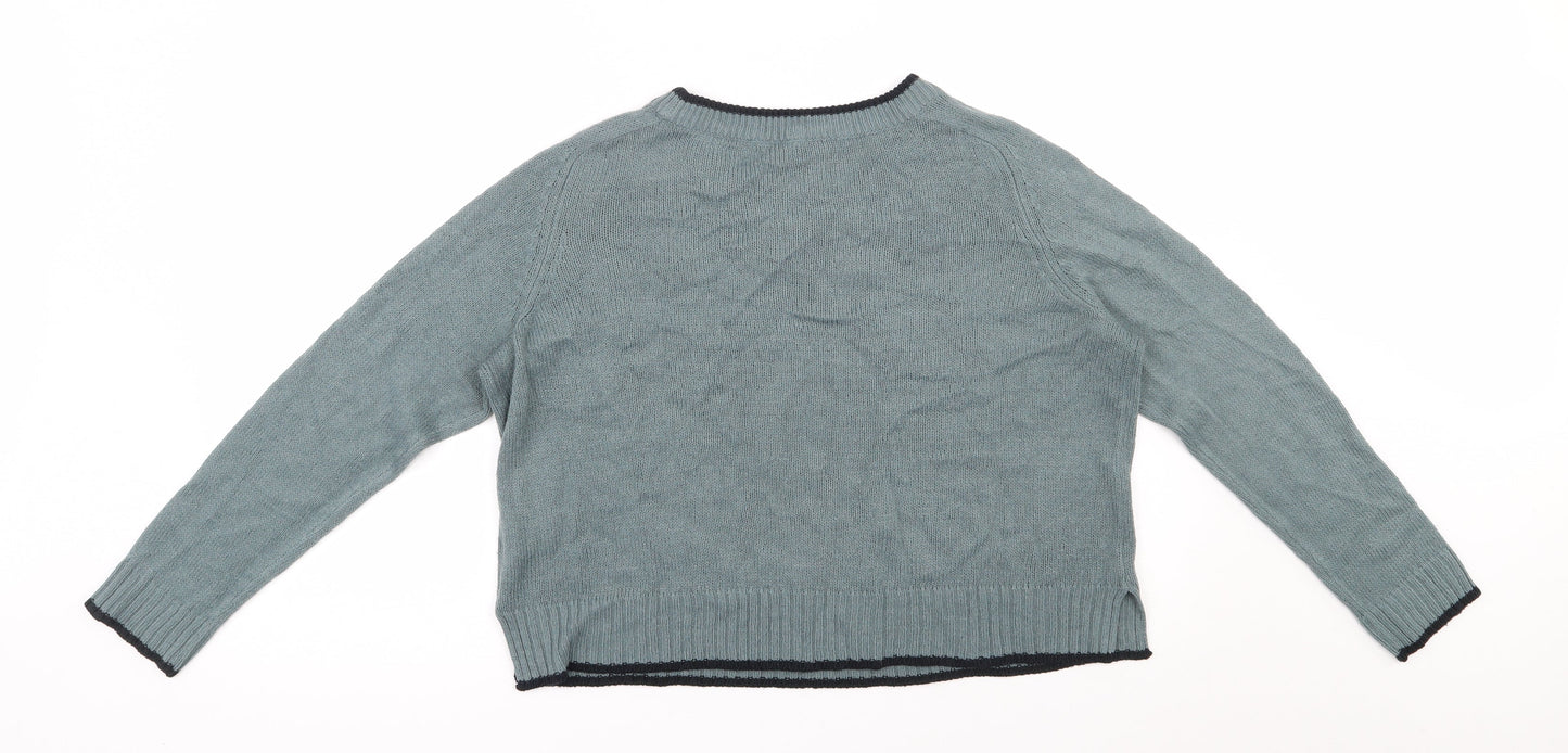 H&M Womens Blue Round Neck  Acrylic Pullover Jumper Size M