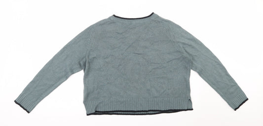 H&M Womens Blue Round Neck  Acrylic Pullover Jumper Size M
