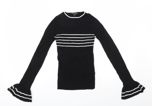 Miss Selfridge Womens Black Round Neck  Viscose Pullover Jumper Size 8