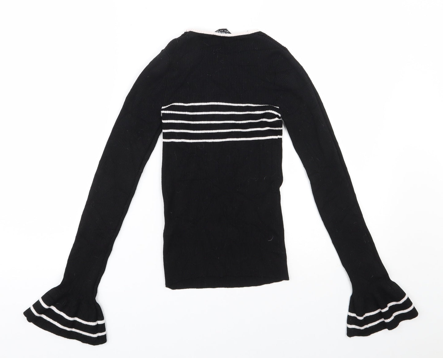 Miss Selfridge Womens Black Round Neck  Viscose Pullover Jumper Size 8