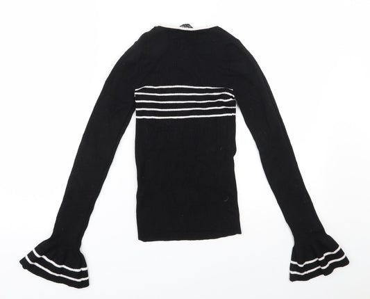 Miss Selfridge Womens Black Round Neck  Viscose Pullover Jumper Size 8