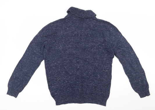 TU Mens Blue Round Neck  Cotton Pullover Jumper Size S