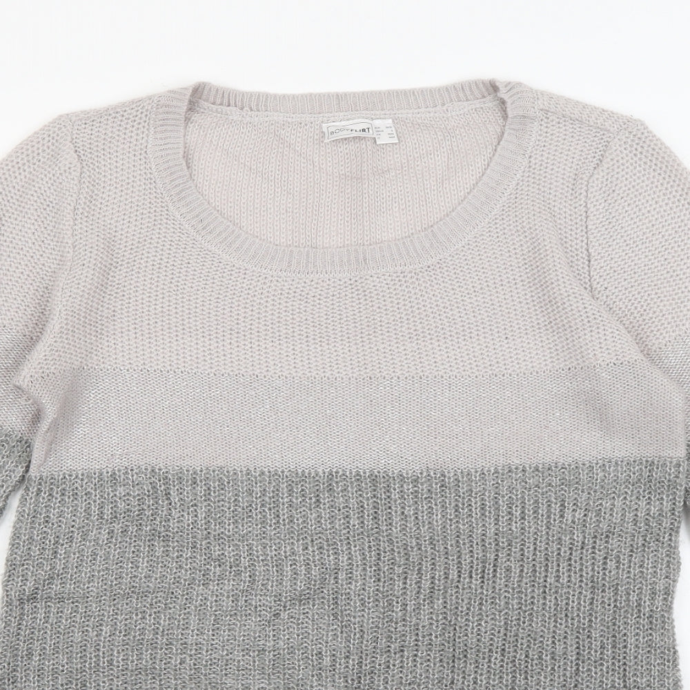 Body Flirt Womens Grey Round Neck  Acrylic Pullover Jumper Size S