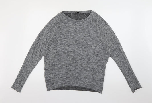 Topshop Womens Grey Round Neck  Polyester Pullover Jumper Size 8