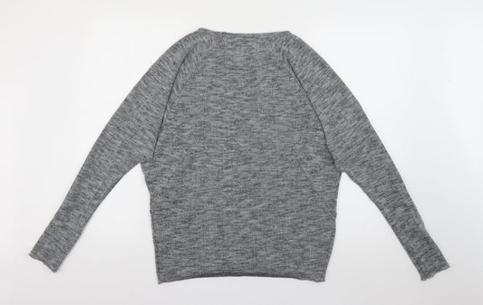 Topshop Womens Grey Round Neck  Polyester Pullover Jumper Size 8
