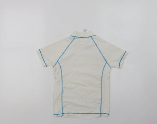 NEXT Girls White  Nylon Basic T-Shirt Size 7-8 Years Mock Neck  - Flower
