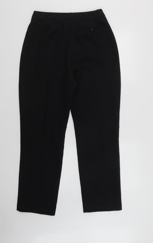 CONTEXT Womens Black  Polyester Dress Pants Trousers Size 14 L30 in Regular Hook & Loop