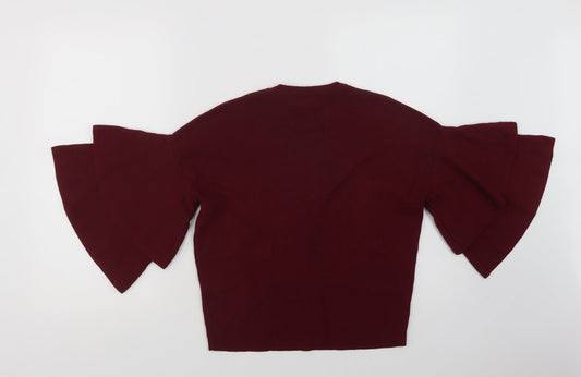 New Look Womens Purple Crew Neck  Viscose Pullover Jumper Size 10