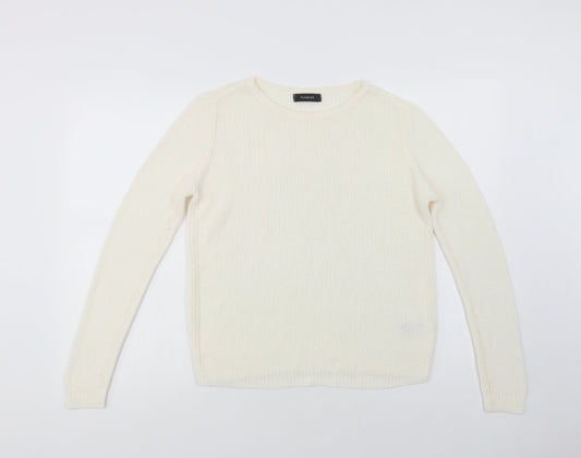 Autogra Womens Ivory Crew Neck  Acrylic Pullover Jumper Size 12
