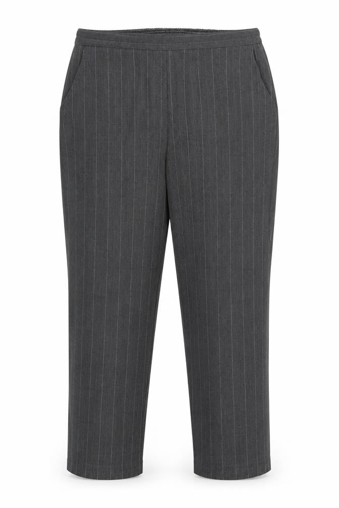 Preworn Womens Grey Striped Polyester Dress Pants Trousers Size 18 L28 in Regular