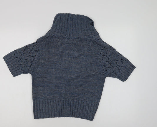 BHS Womens Blue Collared  Acrylic Cardigan Jumper Size 12