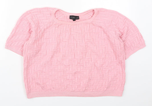 Topshop Womens Pink Crew Neck  Cotton Pullover Jumper Size 8