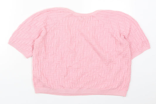 Topshop Womens Pink Crew Neck  Cotton Pullover Jumper Size 8