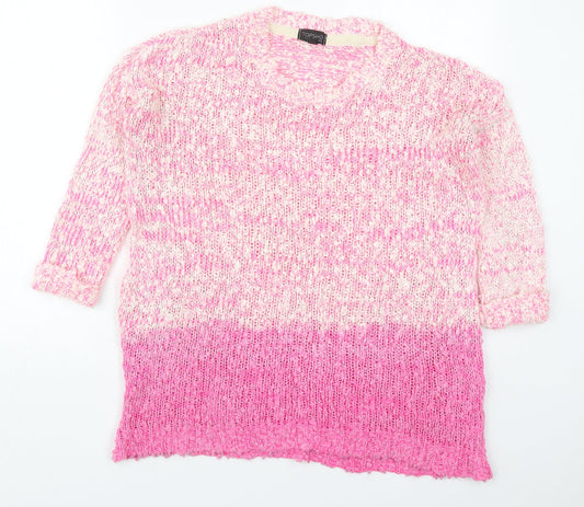 Topshop Womens Pink Round Neck  Acrylic Pullover Jumper Size 8