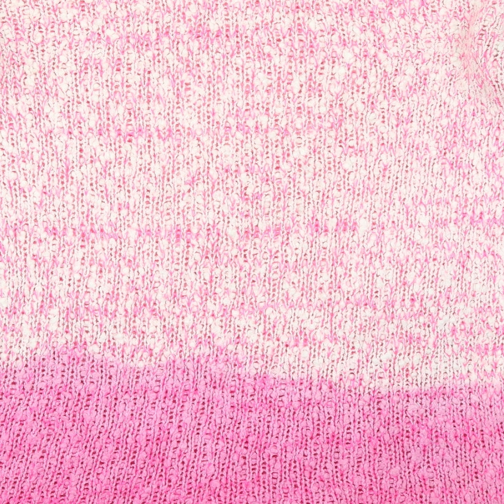 Topshop Womens Pink Round Neck  Acrylic Pullover Jumper Size 8