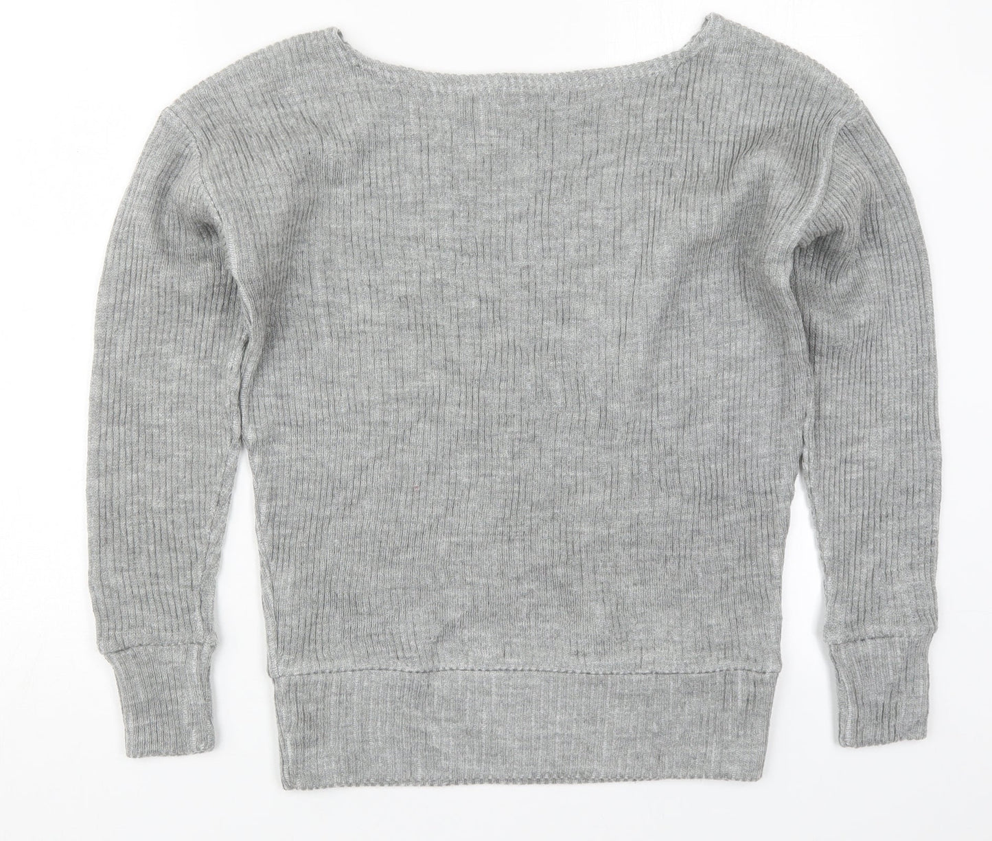 PRETTYLITTLETHING Womens Grey  Acrylic Pullover Sweatshirt Size S  Pullover