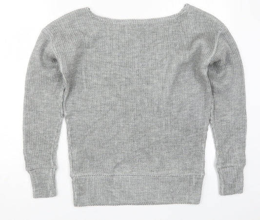 PRETTYLITTLETHING Womens Grey  Acrylic Pullover Sweatshirt Size S  Pullover