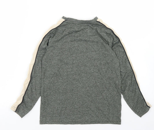 George Boys Green Colourblock Cotton Basic T-Shirt Size 7-8 Years Crew Neck