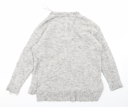 NEXT Womens Grey V-Neck  Acrylic Pullover Jumper Size 10