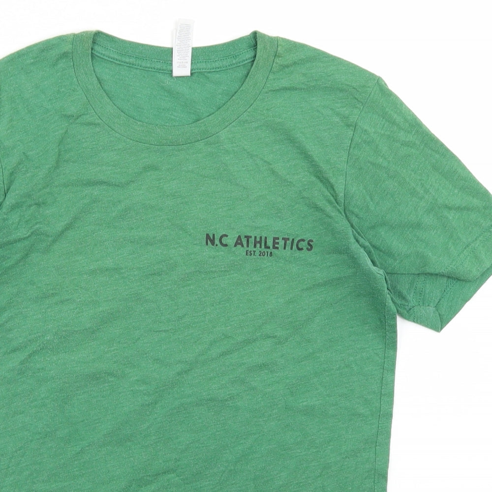 Canvas Womens Green  Polyester Basic T-Shirt Size XS Crew Neck