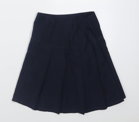 Marks and Spencer Girls Blue  Polyester A-Line Skirt Size 7-8 Years  Regular Pull On - School Wear