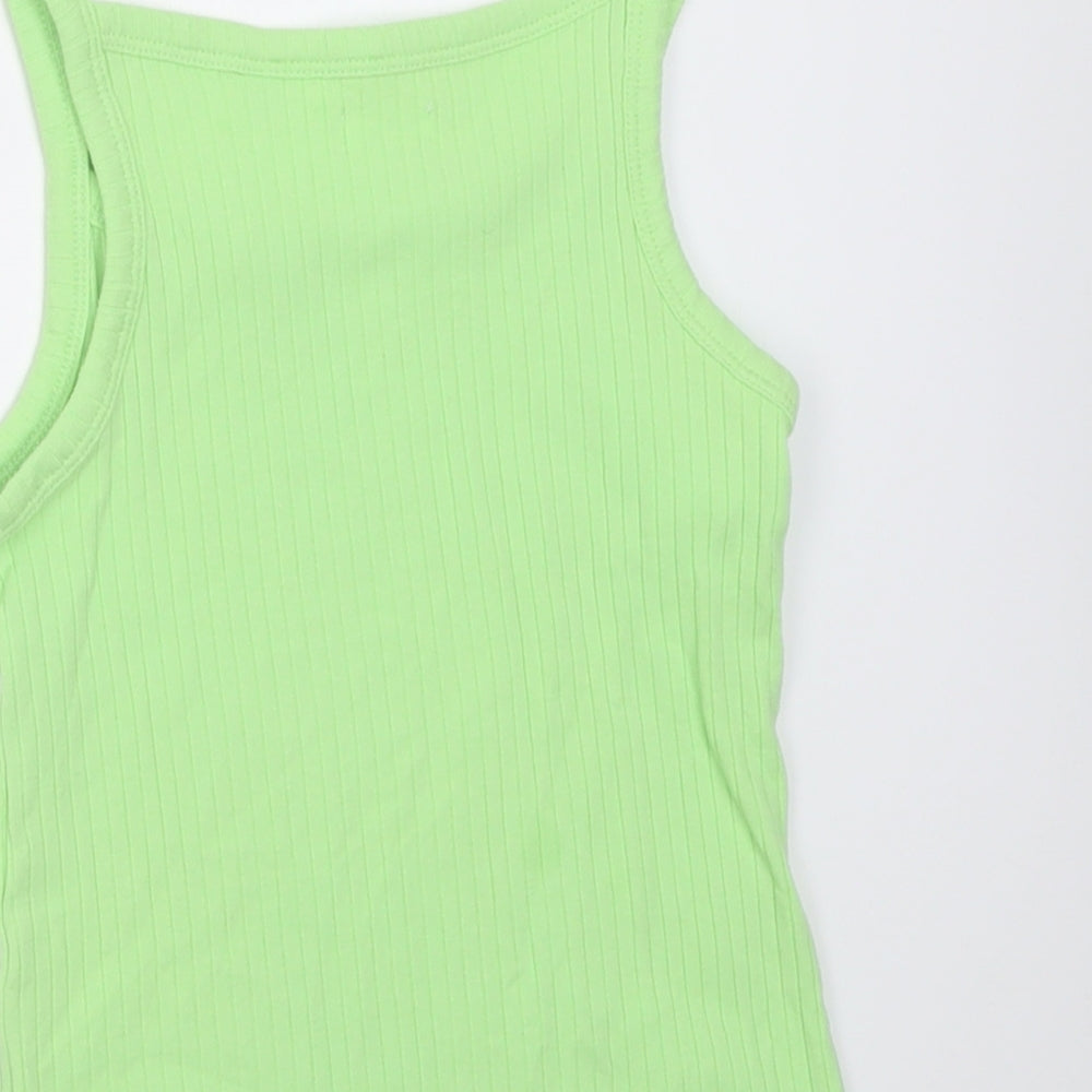 NEXT Girls Green  Cotton Basic Tank Size 8 Years Square Neck Pullover