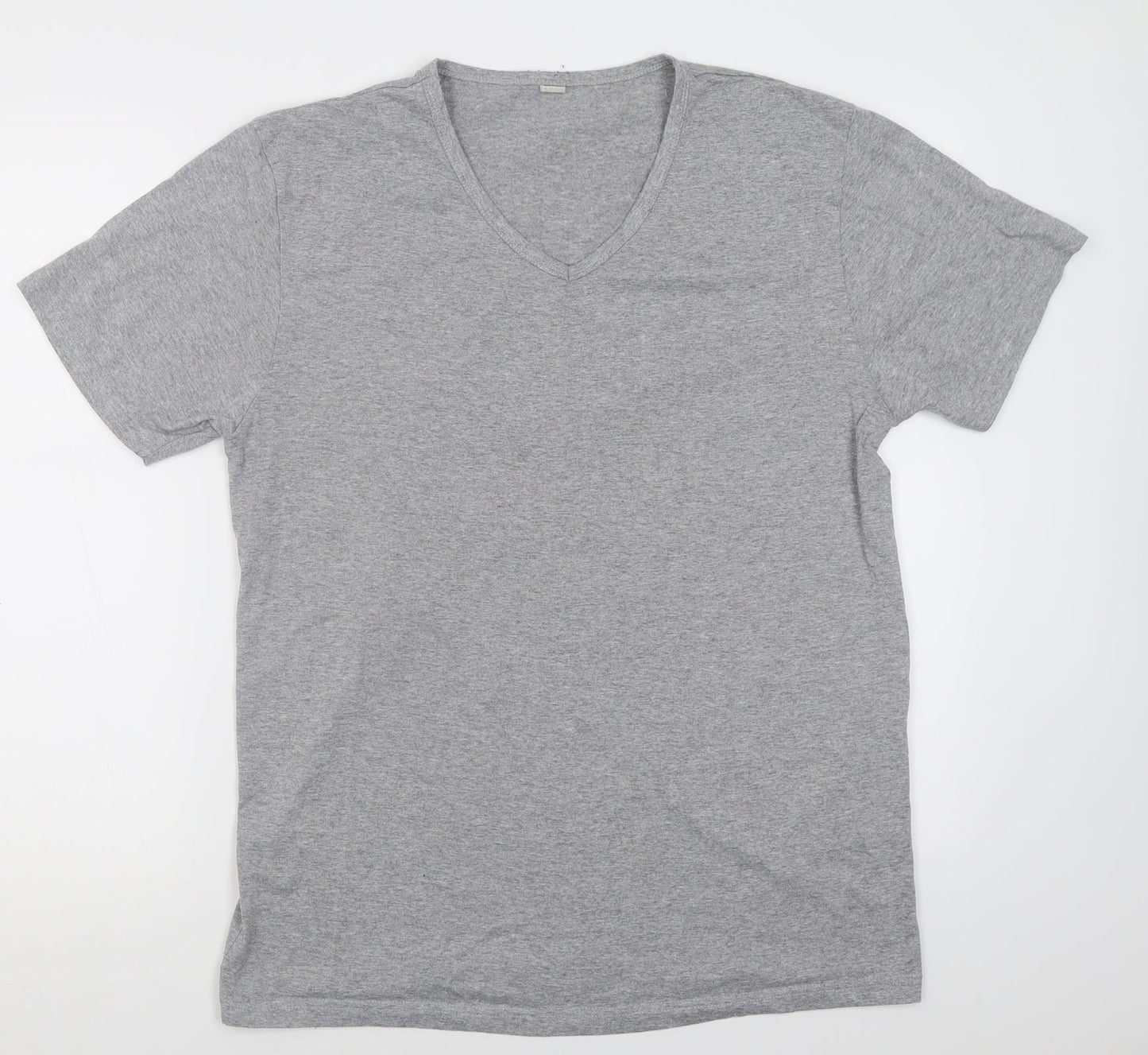 Preworn Womens Grey  Cotton Basic T-Shirt Size L V-Neck