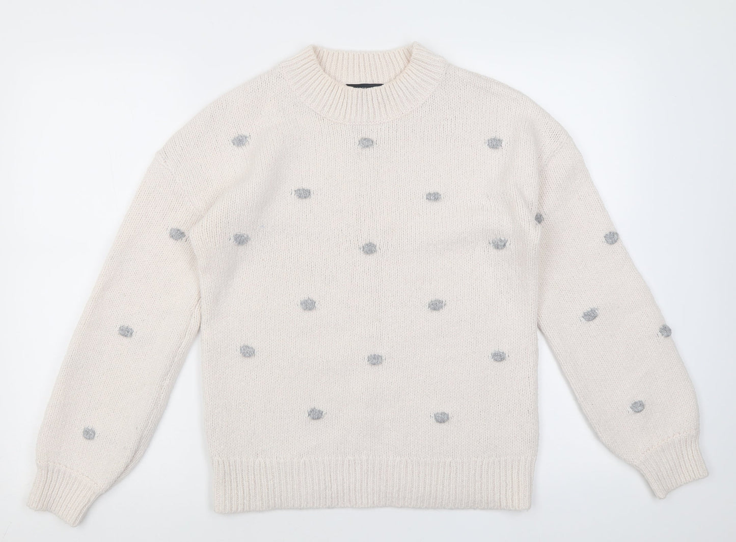Dorothy Perkins Womens Pink Crew Neck Polka Dot Acrylic Pullover Jumper Size 12