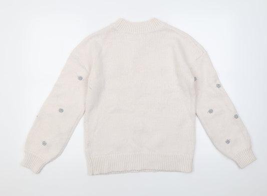 Dorothy Perkins Womens Pink Crew Neck Polka Dot Acrylic Pullover Jumper Size 12
