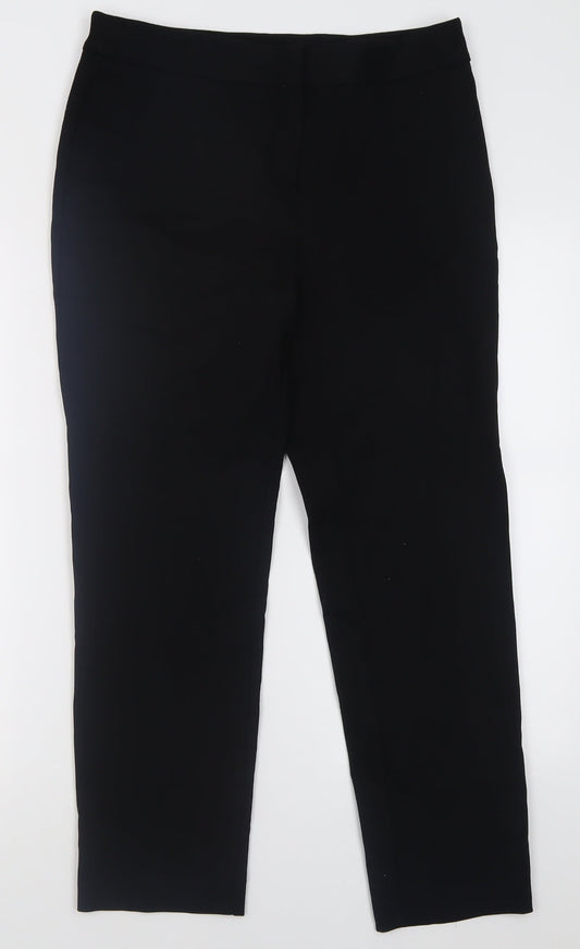 Preworn Womens Black  Polyester Trousers  Size 12 L28 in Regular Hook & Eye
